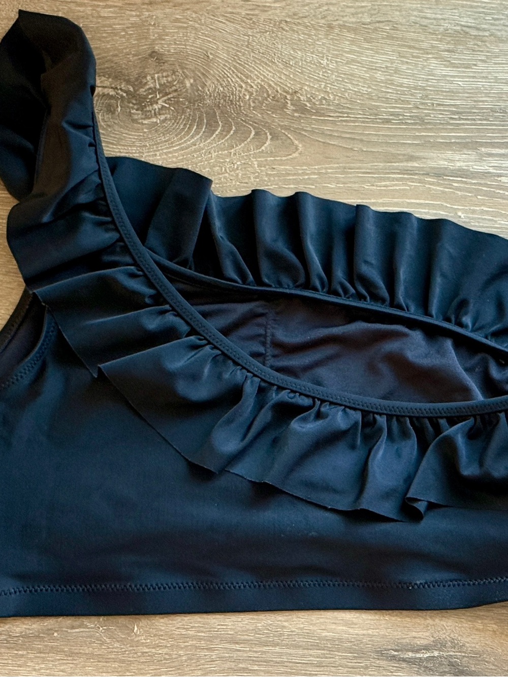 Old Navy Black One-Shoulder Ruffle Swim Top